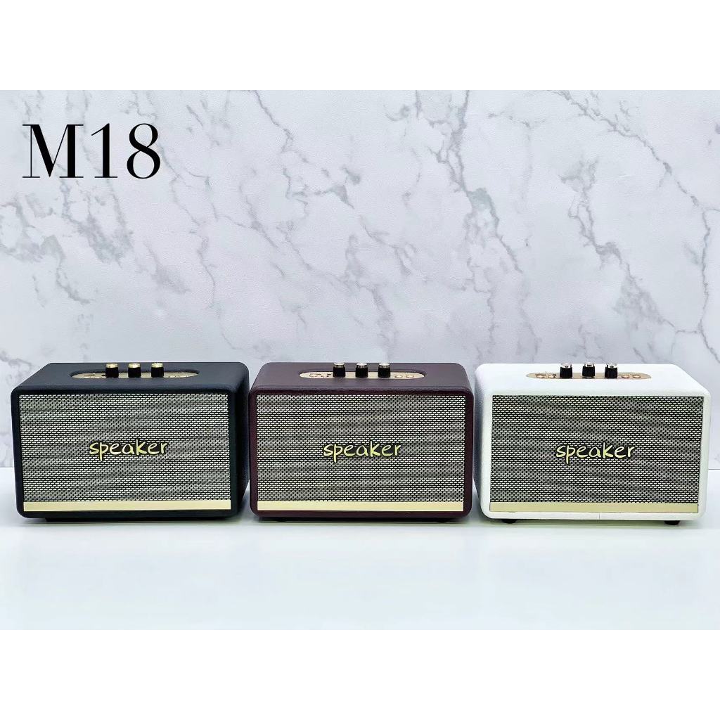 ลำโพงบลูทูธไร้สาย M18 (ปรับเบส ปรับแหลมได้) พร้อมส่ง3สี รองรับ TF/USB/AUX/FM 20W