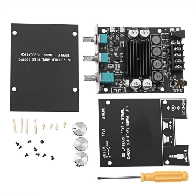 WUZHIAudio แอมป์จิ๋ว ZK 1002T 2*100W บลูทูธเสียงแหลมและเบสซับวูฟเฟอร์เครื่องขยายเสียงช่องเสียงสูงสเตอริโอเบส AMP