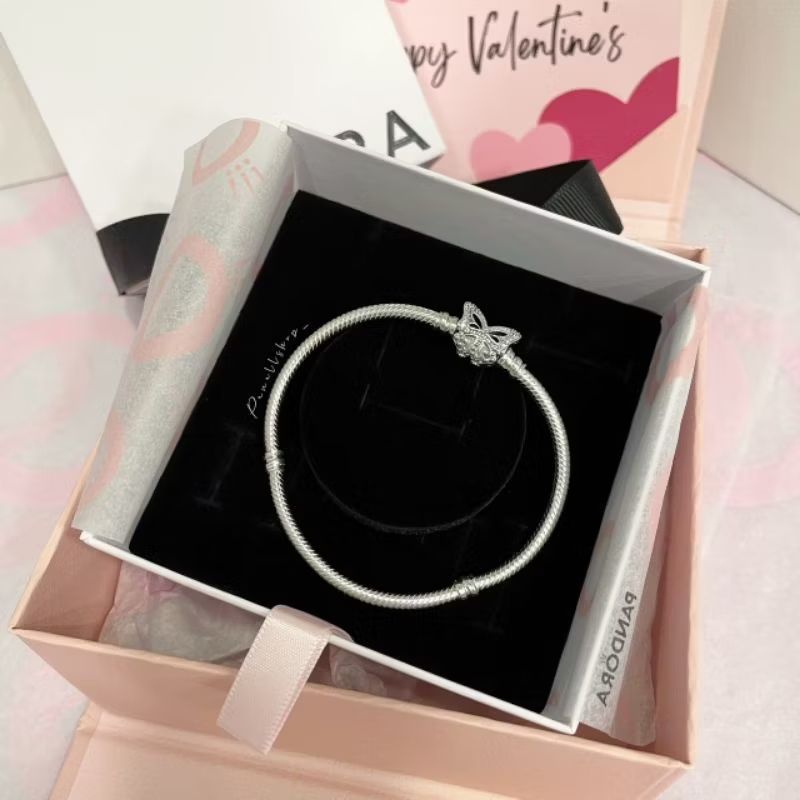 (ของแท้100%) Pandora silver Butterfly Clasp bracelet ข้อมือ ผีเสื้อ