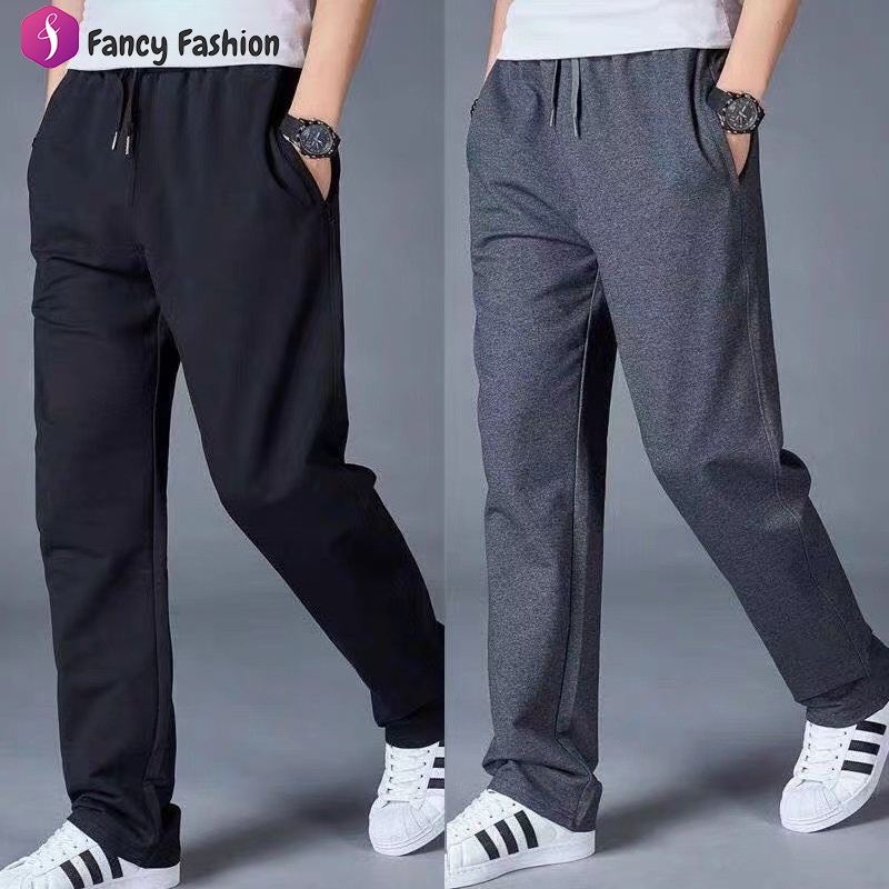 กางเกงขายาวผ้าสีพื้น ผ้าวอร์มผ้ายืดผ้าไม่บางไม หนาใส่พอดีตัวมีกระเป๋าซิปสองช่อง