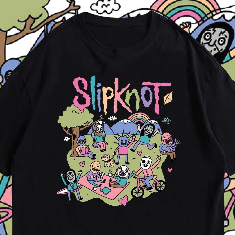 Top.street เสื้อยืด oversize 'Slipknot' แขนสั้น cotton 100% t shirt แฟชั่น 2025 สไตล์เกาหลี ใส่ได้ทั้งชาย-หญิง 3xl