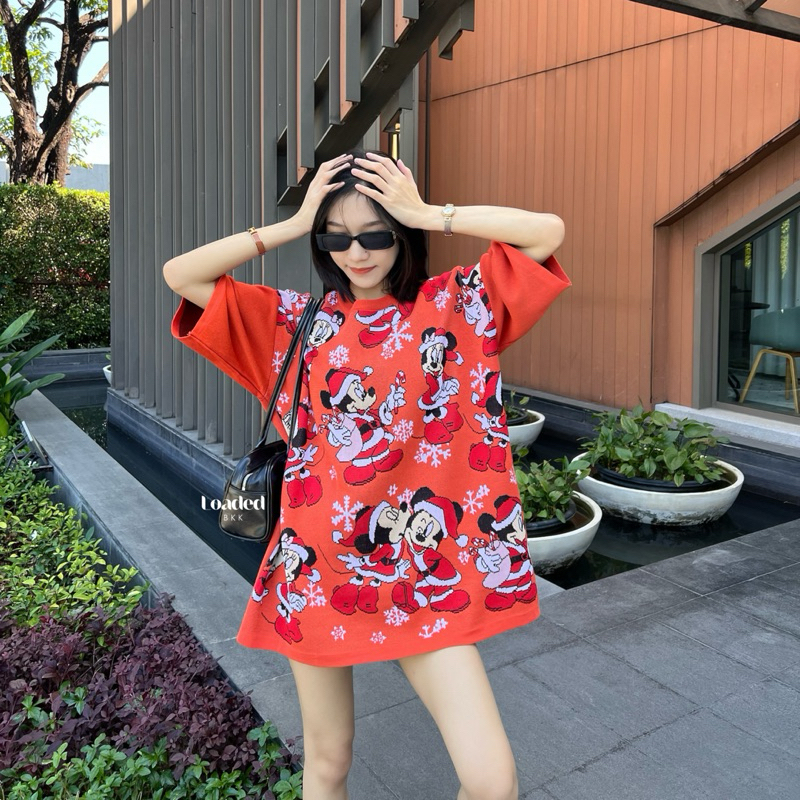 เสื้อไหมพรม ทรงโอเวอร์ไซส์ ทอลายน่ารัก อกหน้าผ้า50”