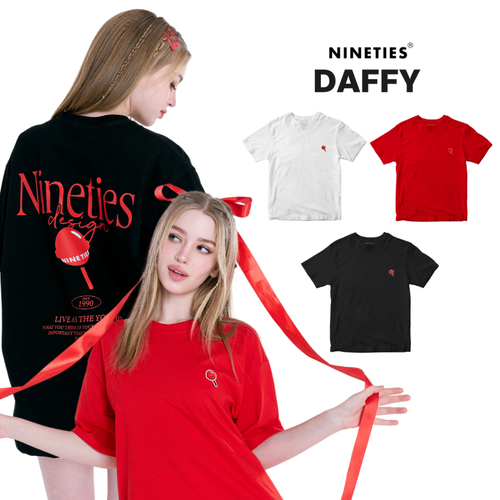 Nineties Design : Live as the Youths เสื้อยืด Oversize รุ่น Daffy สกรีน Lollipop เพิ่มความน่ารัก