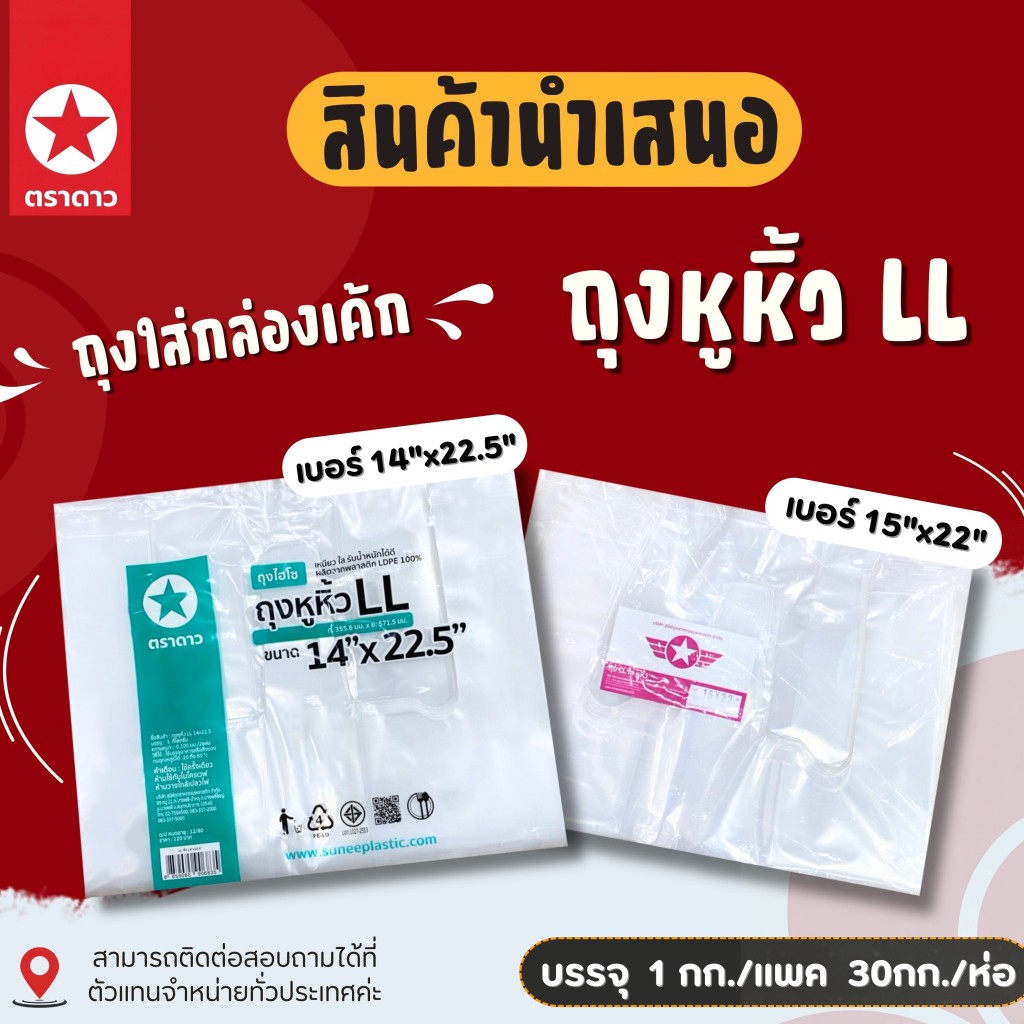 ถุงใส่เค้กปอนด์ ใส ถุงหูหิ้วใส่กล่องเค้กปอนด์ (ครึ่งโล/แพค)