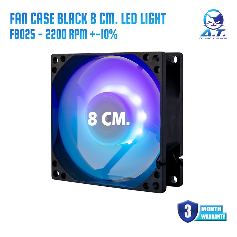 Fan Case 8 cm. Led Light 8025 CPU radiator computer silent fan พัดลมระบายความร้อน