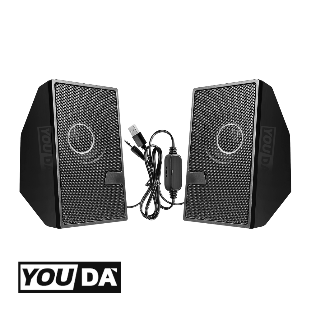 YOUDA ลำโพงคอมพิวเตอร์ USB แบบมีสาย รับประกัน 1ปี มีเครื่องปรับระดับเสียงในตัว YD-D7 ลำโพงเกม ลำโพงตั้งโต๊ะ สเตริโอ2.0