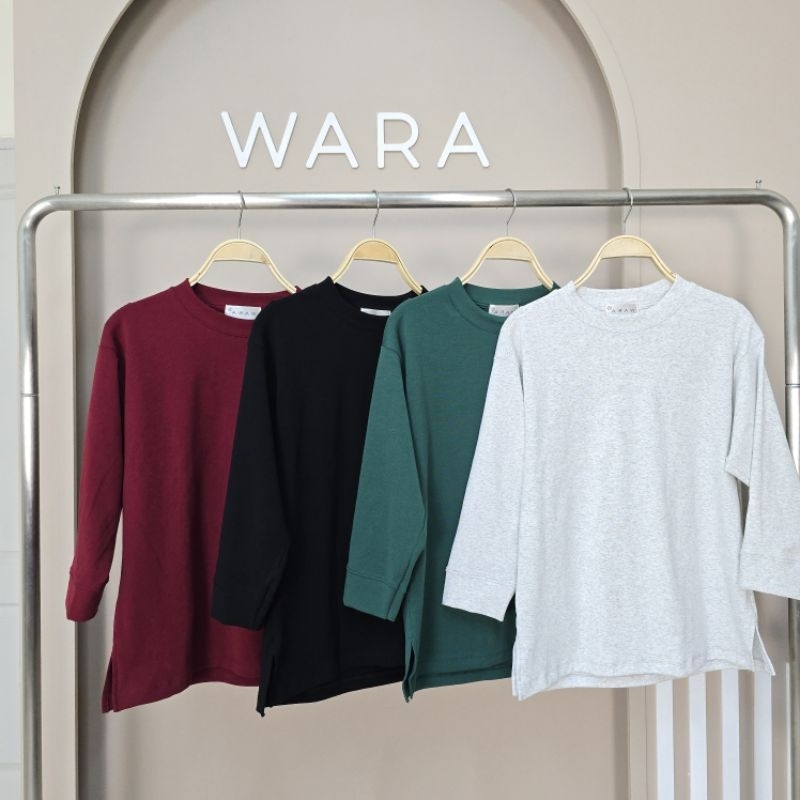 [ UL] WARA เสื้อคอกลมแขน3ส่วนต่อขอบแขน ผ้า COTTON SPANDEX ใส่สบาย