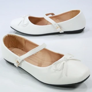 222-5 รองเท้าหนังด้านแมรี่เจน พื้นนุ่มมาก หัวตัด PU หน้าโบว์ FAIRY
