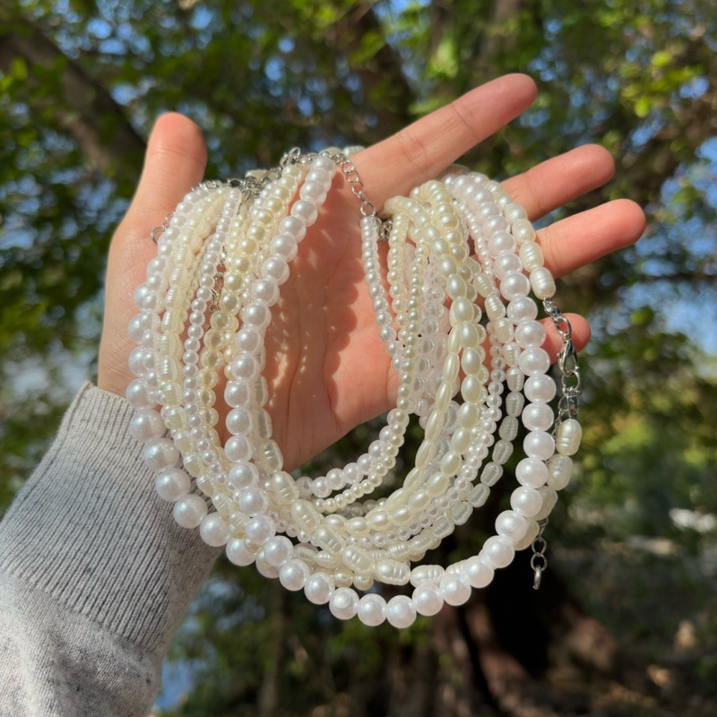 Piing me Necklace | สร้อยคอลูกปัดไข่มุก (ไข่มุกพลาสติก) - สินค้าพร้อมส่ง ✨🌊