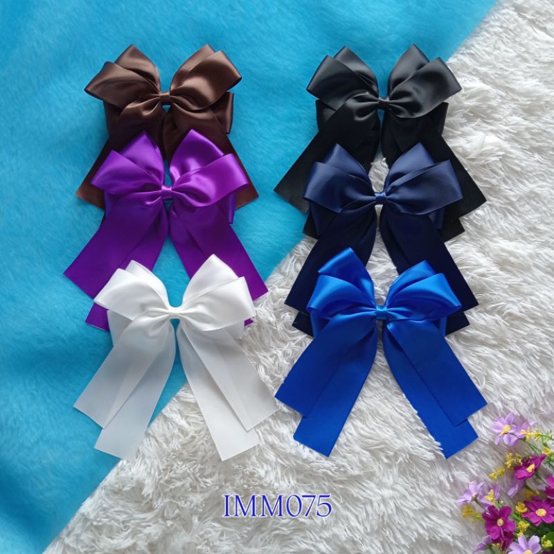 [IMM075] โบว์นักเรียน3ชั้น สวยฟูๆเด่นๆ หางสั้น (15x18cm) ริบบิ้น4cm นุ่มมากเป็นผ้าซาตินมันวาว 2 ด้าน