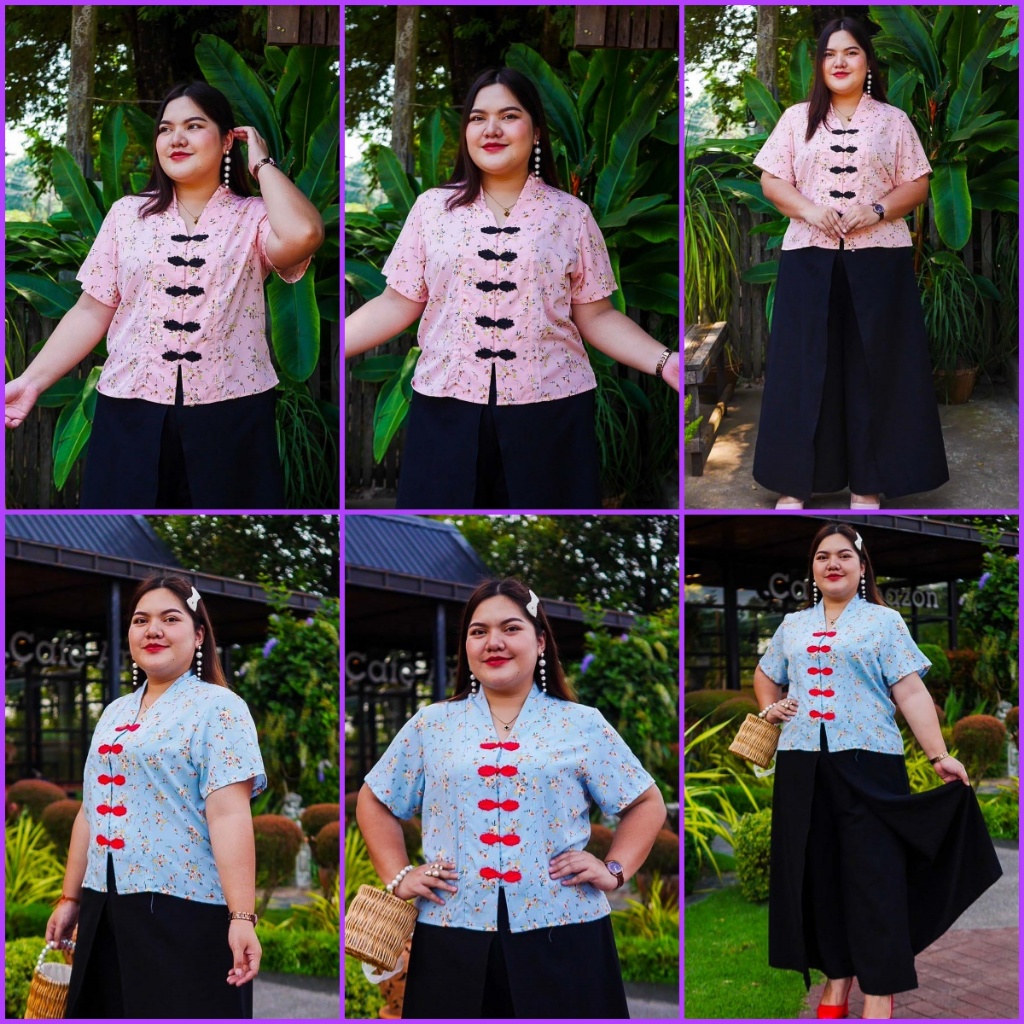 เสื้อสไตล์กี่เพ้า รอบอก 48 52 56 "ใส่ได้ทุกวัน ใส่สบาย