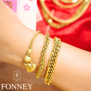FGG-03 ทอง Fonneyสร้อยข้อมือเปล่าสแตนเลสแท้เครือบด้วยทองคำ