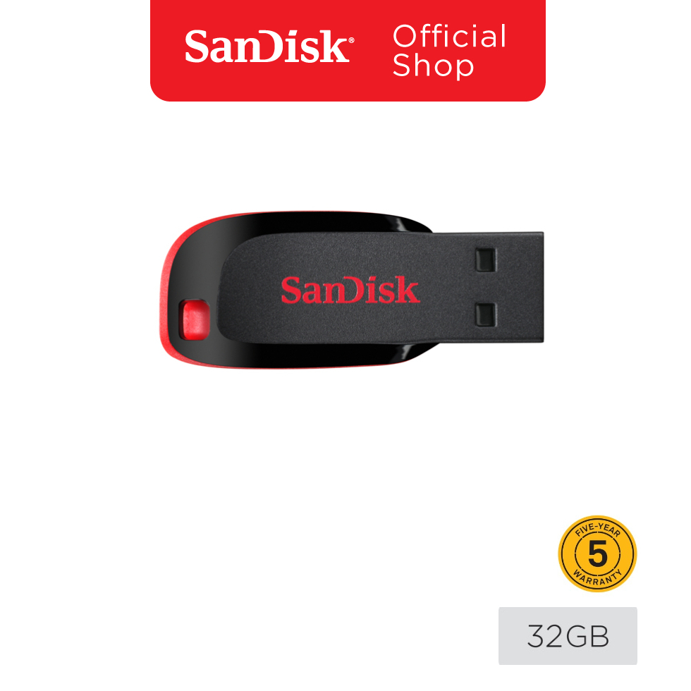 SanDisk CRUZER BLADE USB แฟลชไดร์ฟ 32GB, USB2.0 (SDCZ50-032G-B35, black)