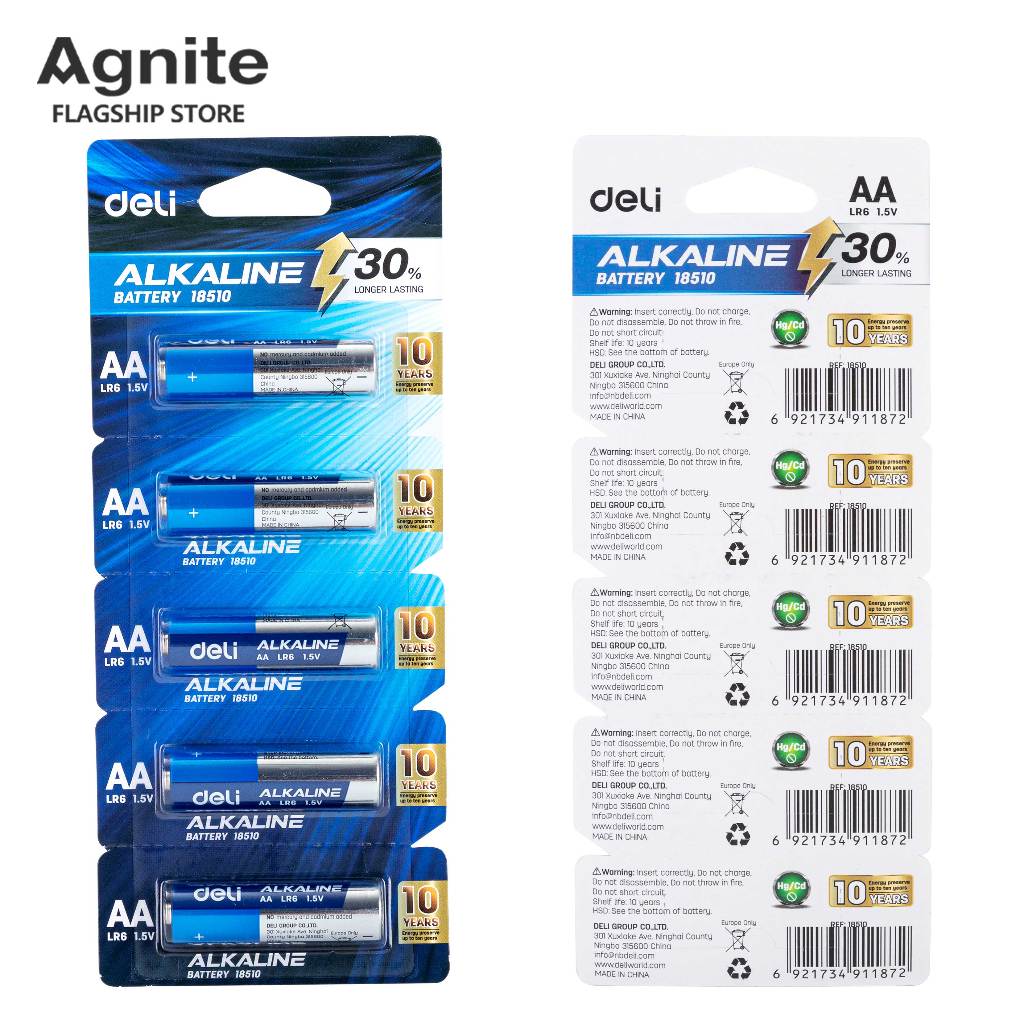 Agnite ถ่านอัลคาไลน์ 1.5โวลต์ ขนาด AA / AAA มี 1 ก้อน ของแท้ 100% ถ่านก้อนAlkaline ถ่านไฟฉาย  Alkaline Battery