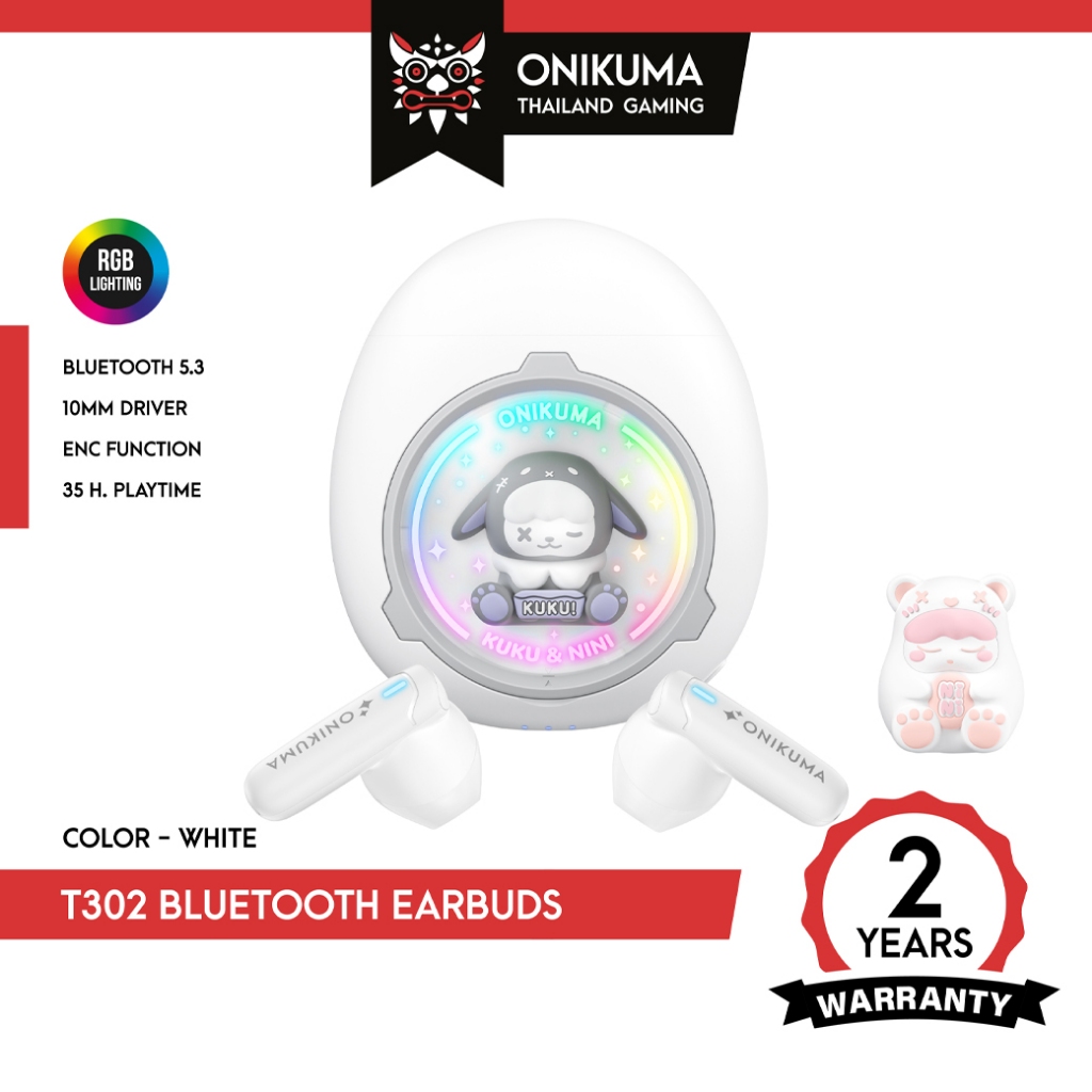 ONIKUMA T302 Wireless Earphones หูฟังบลูทูธ 5.3 True Wireless เคสน่ารัก พร้อมฟังก์ชั่น ENC