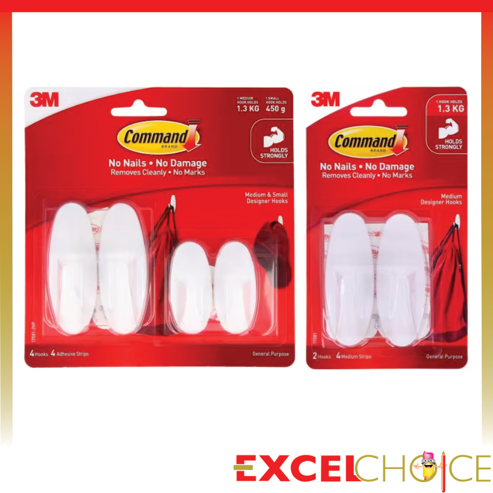คอมมานด์ ตะขอดีไซน์พร้อมเทปกาว 17081ES 17081-2VP COMMAND HOOKS 3M