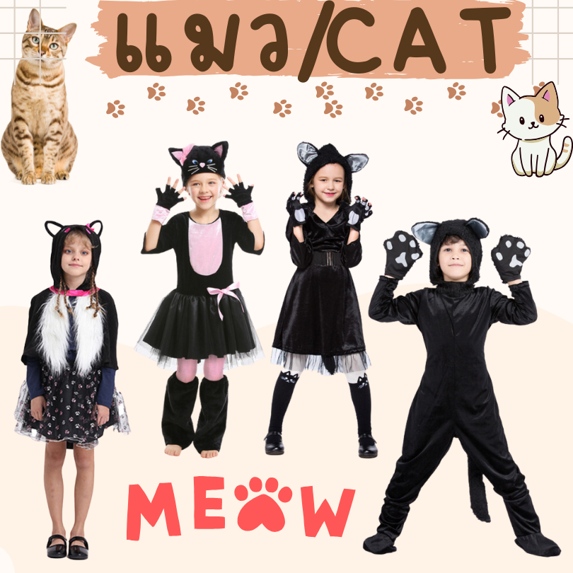 ชุดแมว CAT ชุดแฟนซีเด็ก ชุดแฟนซีแมว ชุดแฟนซีสัตว์ ชุดมาสคอต ชุดสัตว์