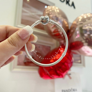 (ของแท้100%) Pandora Silver​ Bracelet​ ข้อมือหัวใจ แพนโดร่า …