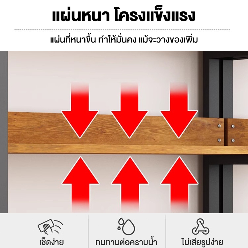 YYM ชั้นวางหนังสือ 6/5/4ชั้น ชั้นวางของ ชั้นหนังสือ สแตนเลส+ไม้ แข็งแรงมาก ตู้หนังสืออเนกประสงค์ รับน้ำหนักได้ 600กก.