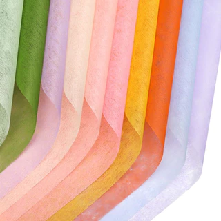 กระดาษห่อช่อดอกไม้ ผ้าฝ้าย กระดาษฝ้ายสีพื้น ขนาด 48*48ซม แพ็ค28แผ่น เนื้อดี สีสวย