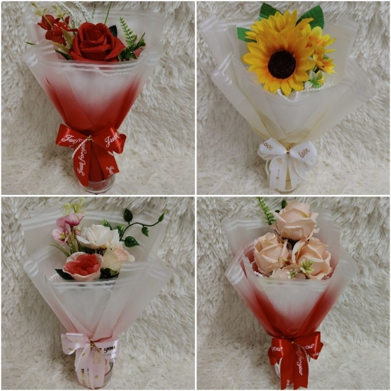 พร้อมส่ง ช่อดอกไม้ สูง30cm กระดาษห่อไล่สี ดอกไม้ปลอม กุหลาบ ทานตะวัน ยิปโซ รับปริญญา ปัจฉิม วาเลนไทน์ ของขวัญวันเกิด