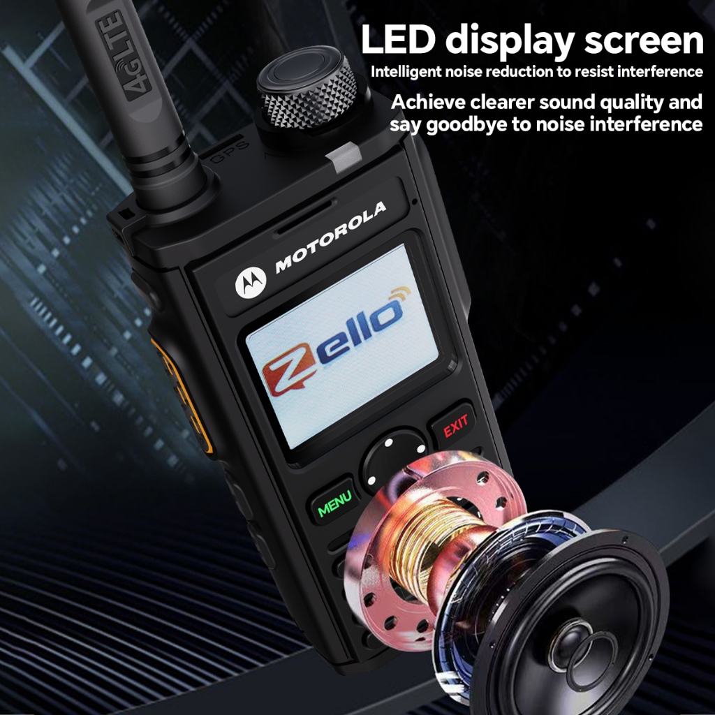 5000KM Motorola Zello T92 สามารถโทร เชื่อมต่อ WiFi และใส่ซิมการ์ด ตำแหน่ง GPS Bluetooth