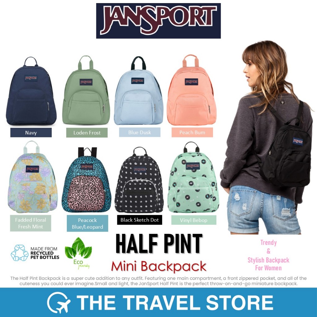 กระเป๋าเป้ Jansport Half Pint ใบเล็ก ขนาด 10L สีให้เลือก 5 สี วัสดุโพลีเอสเตอร์รีไซเคิล