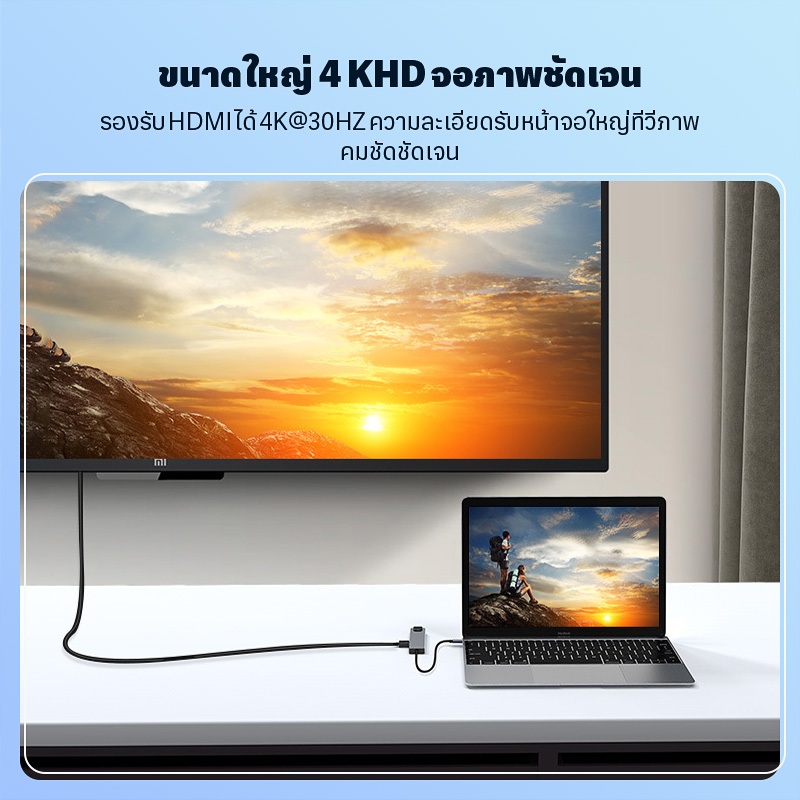 8-in-1 USB C HUB ประเภท C ถึงอะแดปเตอร์HDMI Type-C ถึงUSB 3.0 RJ45 เครื่องอ่านการ์ดPD สําหรับMacbook คอมพิวเตอร์โน้ตบุ๊ค