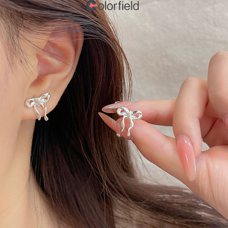 Colorfield S925ต่างหู  ริบบิ้นโบว์  เรียบง่าย แฟชั่น ผู้หญิง ระดับไฮเอนด์ ไม่ทําให้แพ้ง่าย ต่างหูแฟชั่น