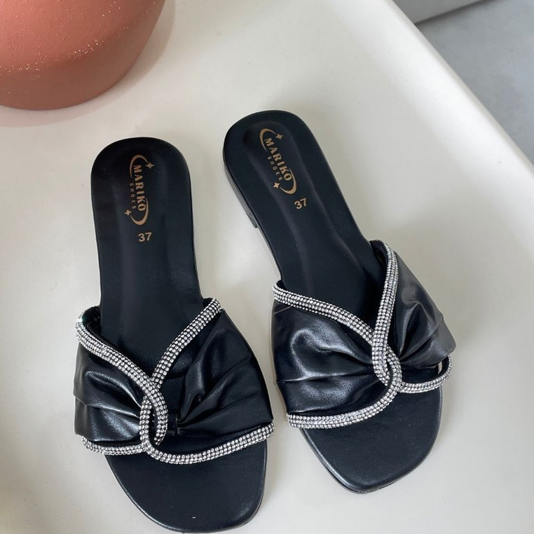 *ขายดี* Sharisa Shoes รุ่น EDEN (004) รองเท้าแตะหน้าโบว์แต่งเพชร พื้นนิ่ม เก็บหน้าเท้าได้ดี (แนะนำบวกเพิ่ม 1 ไซส์) ส่งไว