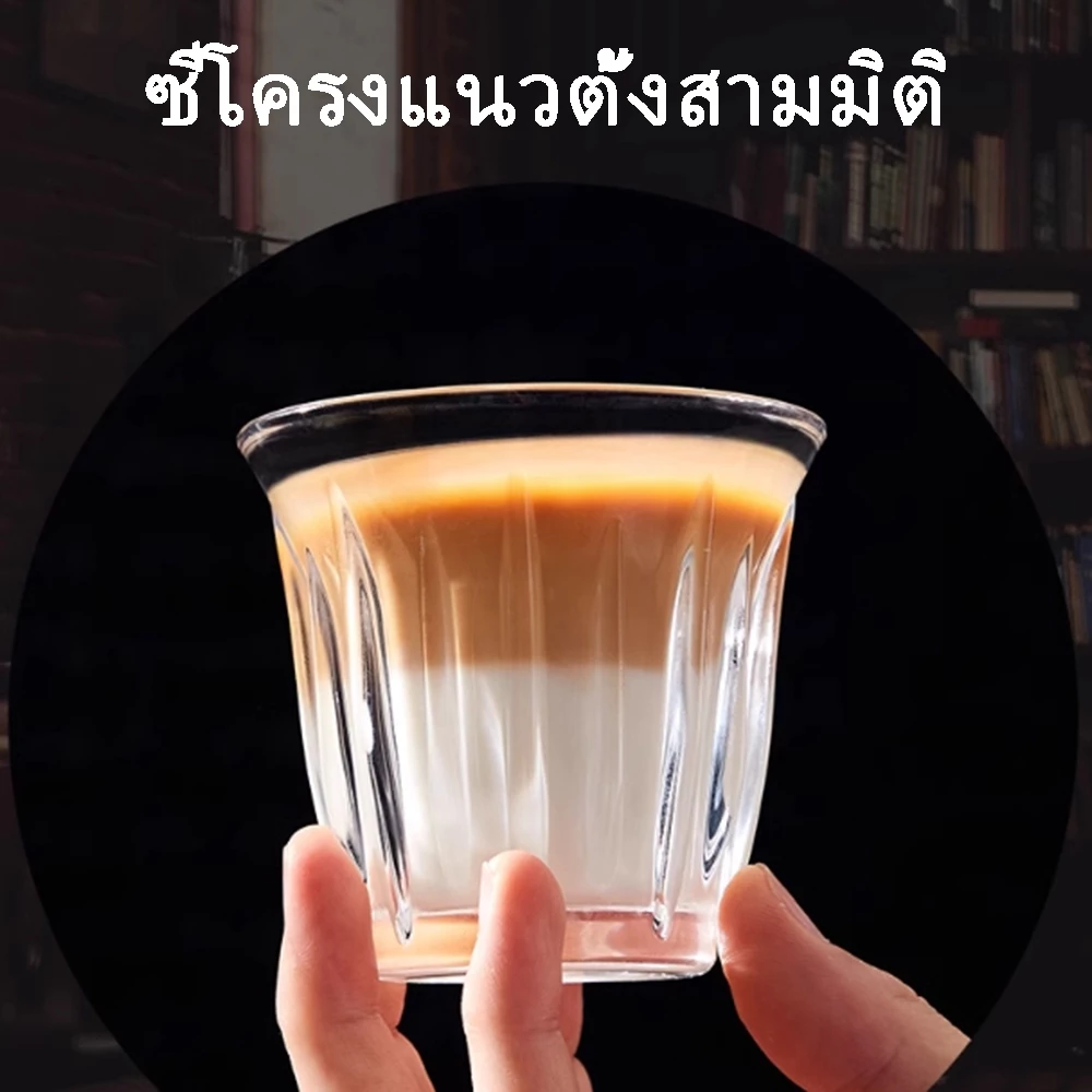 พร้อมจัดส่ง| ถ้วยกาแฟ อิตาเลี่ยนเอสเปรสโซสกัดแก้วลาเต้ถ้วยออสเตรเลียสีขาวอารมณ์ทนความร้อนถ้วยแก้ว glass