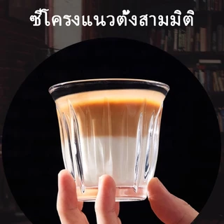 พร้อมจัดส่ง｜ ถ้วยกาแฟ อิตาเลี่ยนเอสเปรสโซสกัดแก้วลาเต้ถ้วยออสเตรเลียสีขาวอารมณ์ทนความร้อนถ้วยแก้ว glass