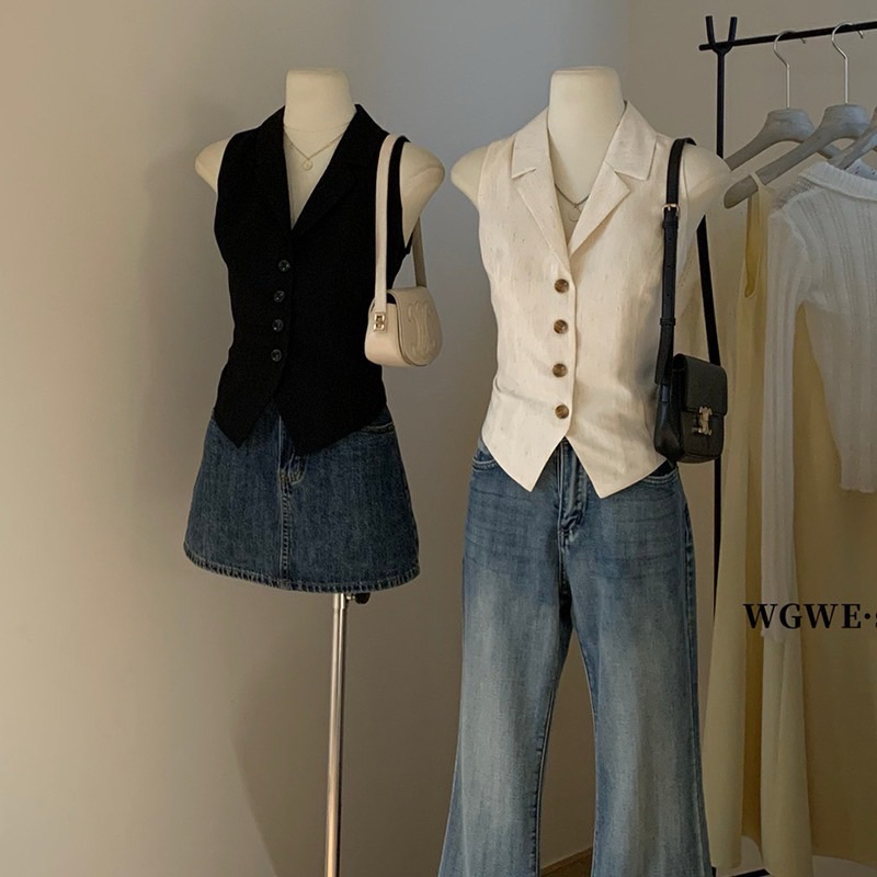 3613# เสื้อ vest แต่งกระดุมเก๋ เนื้อผ้าดี งานสวย มีซับใน TAG:WG.WE 🇰🇷 - รูปที่ 3