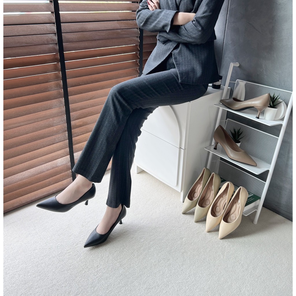 รองเท้าคัทชู ปลายแหลมHigh Heels ส้นสูง1.5นิ้ว รองเท้าkaimooksissy A68-A7 (ชมพู)