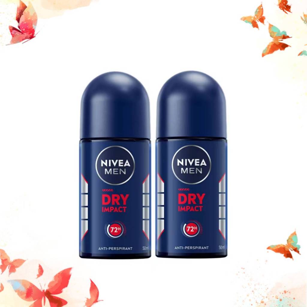Nivea Men Roll On Dry Impact นีเวีย เมน ดราย อิมแพ็ค โรลออน ระงับกลิ่นกาย 50 มล. 2 ชิ้น