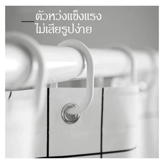 ผ้าม่านห้องน้ำ 200X200cm กันเชื้อรา PEVA มีห่วงตะขอ ม่านพลาสติกกันน้ำ C-Hook ให้ 12 ชิ้น กันเชื้อรา มี3ลายให้เลือก