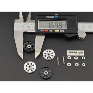 โรลเลอร์ 17 mm แบบเจาะ สำหรับสนามเทคนิก ขอบมน ใส่รถ Mini4WD รถก้าง - Mini4WD 17mm Alumi Roller Drilled