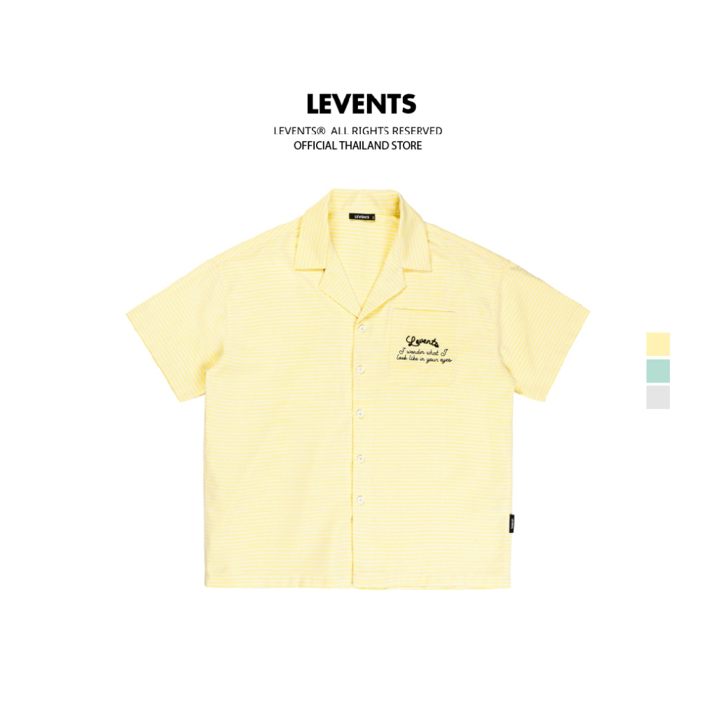 Levents® Horizontal Stripes Shirt เสื้อเชิ้ตแขนสั้นโอเวอร์ไซส์ ผ้าหนา โปร่งสบาย