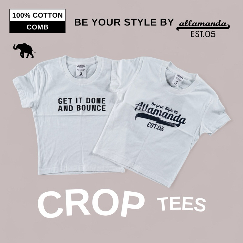 CROP คอกลม แขนสั้น งานสกรีน