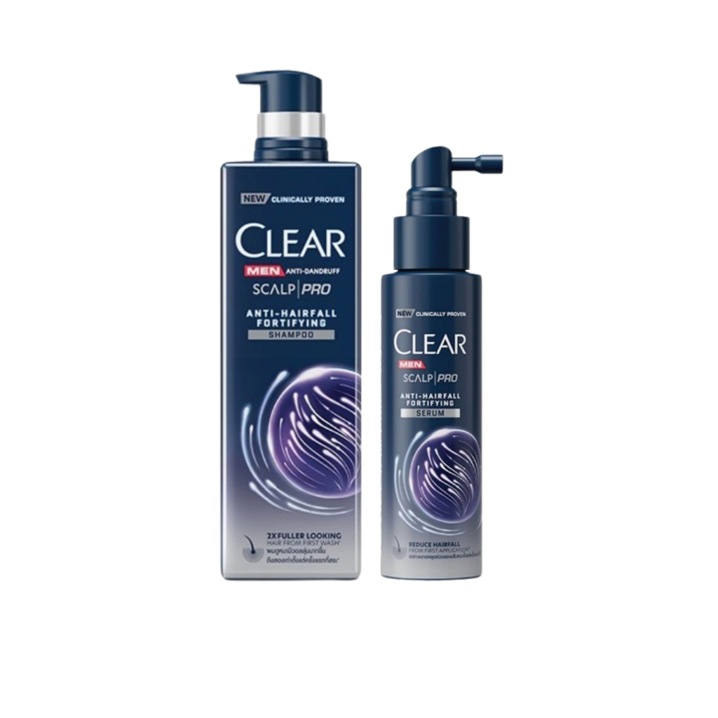 [Easy E-Receipt] (แพ็คคู่)แชมพู+เซรั่ม Clear MEN ScalpPro Anti-Hairfall เคลียร์เมน สำหรับผมร่วงผมบาง