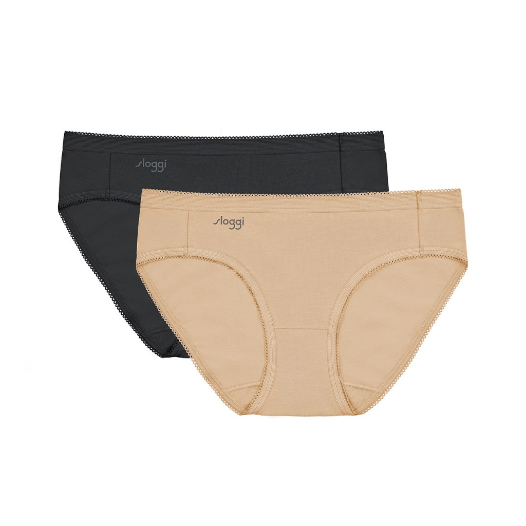 sloggi กางเกงในคอตตอน จำนวน 2 ชิ้น ใน 1 แพ็ค รุ่น sloggi Comfort care Midi2 2P R รหัส 10218580 สีดำเ