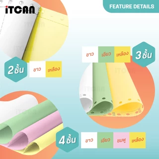 iTCAN กระดาษต่อเนื่อง สลิปเงินเดือน กระดาษต่อเนื่องเคมี 9.5X5.5นิ้ว 9.5X11นิ้ว continuous paper