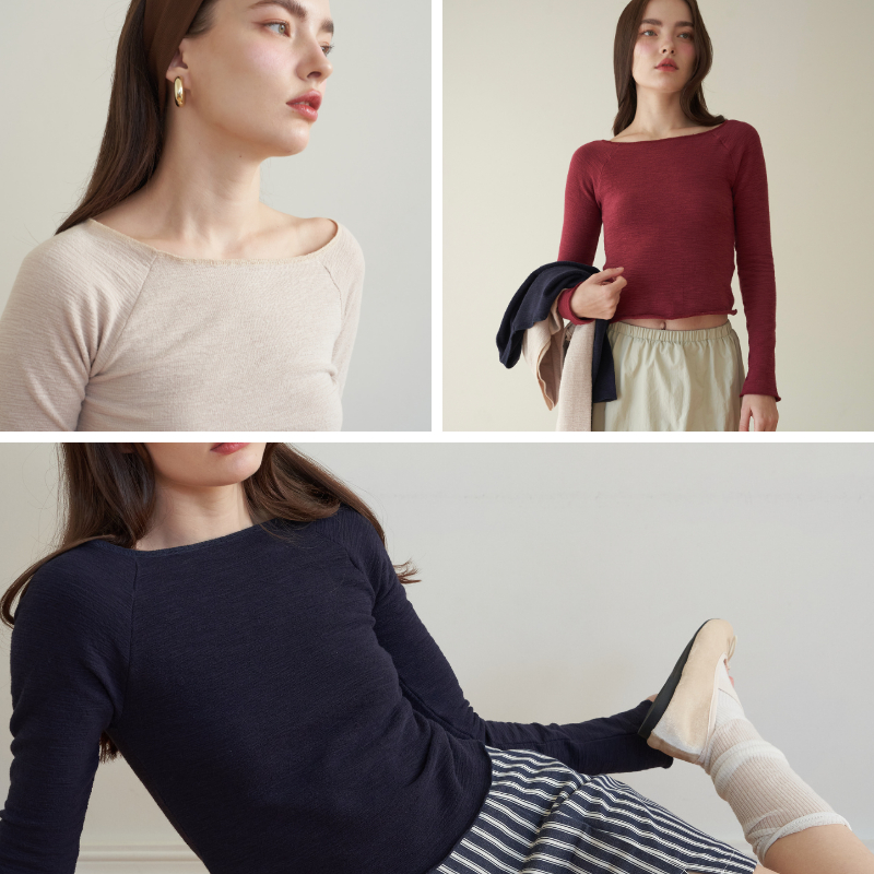 Mousse long sleeve เสื้อแขนยาวคอปาด