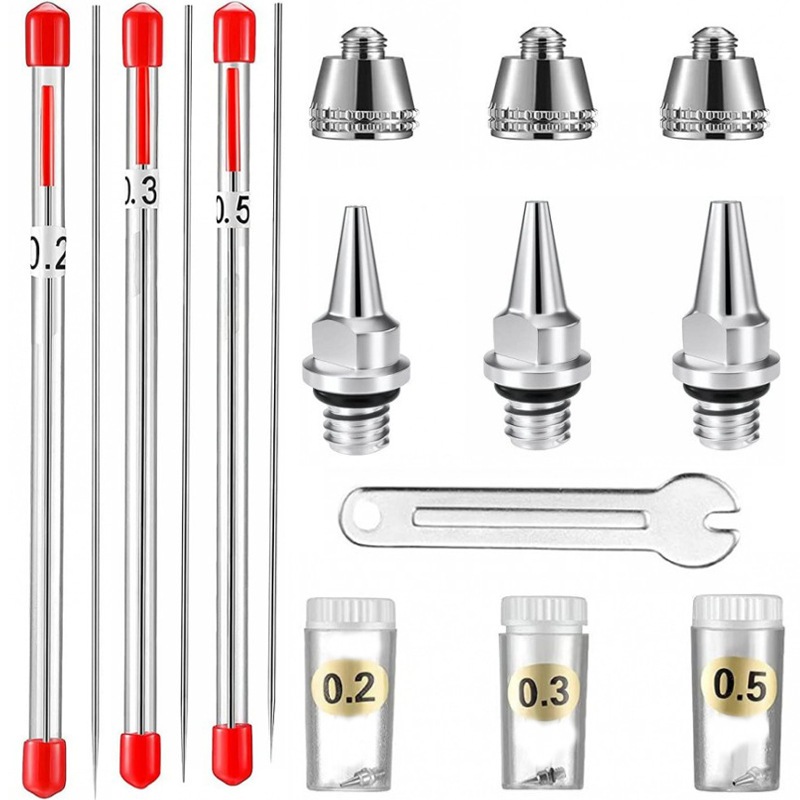 อะไหล่แอร์บรัช นมหนู เข็ม ฝาครอบ ขนาด 0.2| 0.3 | 0.5 mm Airbrush HD-130 , 131 ส่งจากไทย