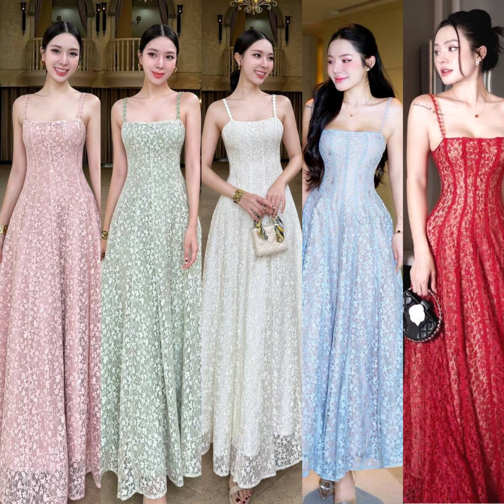 🚩ร้านโค้ดคุ้ม🚩 Swan 173 เดรสลูกไม้ สายถักด้านหลัง ใส่ออกงาน ออกเดท ดินเนอร์ งานแต่ง ปาร์ตี้