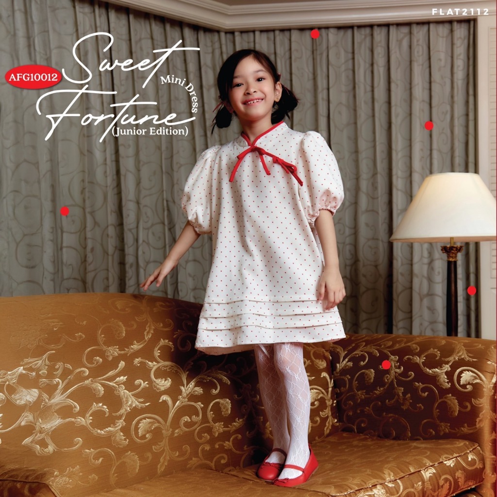 FLAT2112 AFG10012 : SWEET FORTUNE MINI DRESS (Junior edition)  ชุดจีนเด็ก ชุดเด็ก ชุดเดรสเด็ก ชุดจีน