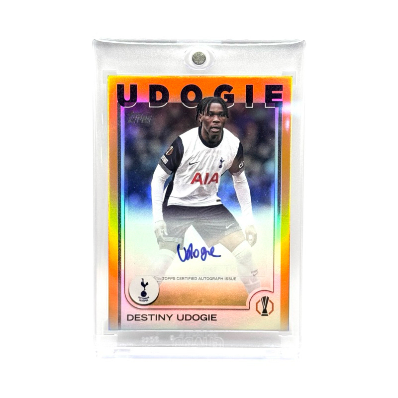 Topps UCC 24/25 Destiny Udogie Tottenham Hotspur /25 Base Autograph Orange Foilboard