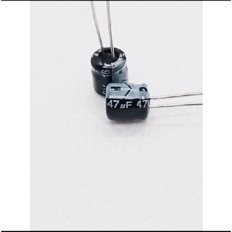 (แพ็ค10ตัว)คาปาซิเตอร์ 47uF 16v. 105c° ตัวเก็บประจุ ขนาด 5×6มิล. ตัวจิ๋ว Capacitor 47uF 16v. 105c° พร้อมส่งในไทย