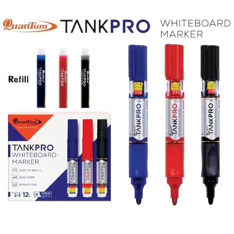 ปากกาเขียนไวท์บอร์ด Quantum แทงค์โปร์ TANKPRO เปลี่ยนไส้ได้ กลิ่นไม่ฉุน (จำนวน 1 ด้าม)
