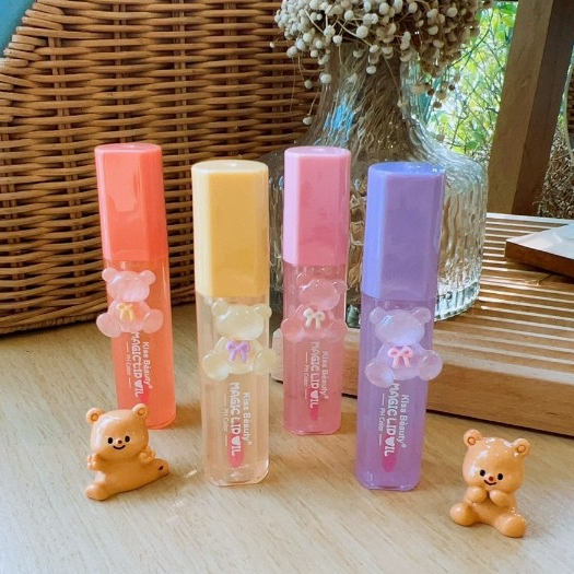 Kiss Beauty ลิปออยล์ กลอสเปลี่ยนสี ลิปกลอสหมี บำรุงริมฝีปากให้นุ่มอมชมพู ฉ่ำวาว